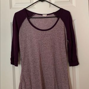 Purple 3/4 Length Sleeve Tee